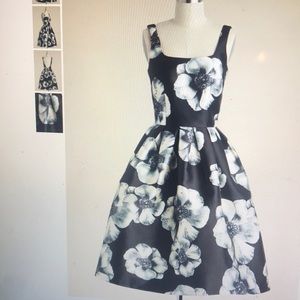 Chi Chi London black fit and flare floral dress
